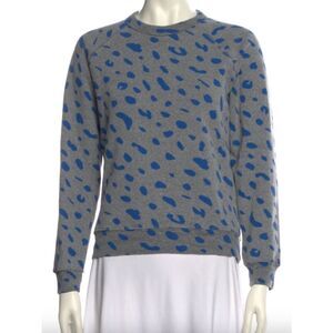 Clare V. Gray & Blue Animal-Print Crewneck Sweater XS